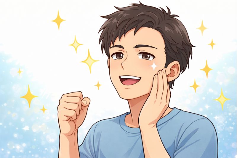 肌が綺麗になって自信を得られた男性